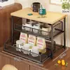Prateleira de Armazenamento para Mesa de Trabalho Camada Deslizante Suporte para Xícara de Chá Saquinhos de Chá Máquina de Café Micro-ondas Forno Prateleira de Armazenamento Mesa de Jantar Organizador de Lanches