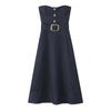 Comercio Exterior Amazon Transfronterizo Ropa de Mujer Verano 2025 Nuevo Estilo Ceñidor de Cintura Adelgazante de Longitud Media Elegante Vestido de Mezclilla sin Tirantes