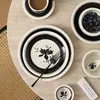 Juego de Vajilla de Cuenco y Plato Estilo Vintage de Color Bajo Esmalte, Cuencos de Arroz Cerámicos, Platos, Alto Valor Estético, Cuencos y Platos para Regalo de Inauguración de Casa para Uso Doméstico