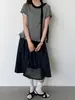 Blusa de Manga Corta con Lunares, Borde de Volantes Relajado, Estilo Coreano Luxi para Mujer, Camiseta Versátil Nueva de Verano 21031