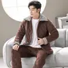 Pijama acolchado hombre invierno forro polar coral tres capas extra grueso con forro polar traje cálido invierno ropa de casa invierno RR