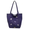 Bolso de Lona Bordado con Hongo y Cachorro de Nuevo Estilo, Gran Capacidad, Bolso Simple para Mujer, Bolso de Hombro de Moda, Bolso de Mano