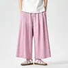 Verano 2025 Nuevo Transfronterizo Tallas Grandes Pantalones Casuales de Pierna Ancha para Hombre Moda Amazon Pantalones de Algodón y Cáñamo para Hombre Chino