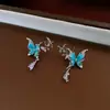 Brincos de Prata Zircônia Borboleta Gota d'Água Pendentes Luxo Leve High-End Moda Targos Design Versátil Brincos de Nicho