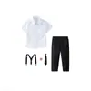 Camisa Blanca de Niño Pantalón Negro de Manga Corta Venta Directa de Fábrica Traje de Shorts de Manga Corta para Niños Ropa de Actuación Verano para Niños