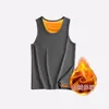 Chaleco forrado de forro polar y engrosado para hombre, ropa interior de invierno, top térmico cálido, chaqueta sin mangas, chaleco de forro polar dorado a prueba de frío, corte ajustado para hombre