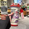 Termo de Pikachu y Gengar de Pokémon, Taza de Agua de Dibujos Animados de Aspecto Elegante con Popote, Botella de Agua Portátil para Estudiantes, Hombres y Mujeres
