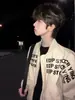 Jaqueta da Marca Americana Retro Tendência para Homens, Jaqueta Cool Estilosa de Rua para Primavera e Outono com Design de Nicho Estampa de Letras para Homens