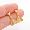 Pendientes de Minifalda con Diamantes Completos de Nuevo Estilo Transfronterizos Europeos y Americanos, Pendientes de Circonita Estilo Nicho para Mujer, Pendientes de Lujo Ligero de Alta Gama
