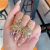 Ganchos de Orelha com Fecho de Segurança de Pedra Olho de Gato para Mulheres, Estilo Chinês, Brincos Simples, Joia de Orelha Retrô Versátil para Mulheres Atacado