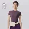 Top de fitness de verano transfronterizo, camiseta de manga corta de color liso, ropa de yoga, para mujer, manga corta, cuello redondo, sin costuras, ajustado, camiseta para correr y deportes