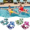 Bestseller transfronteiriço: Boia inflável impressa de três câmaras, espreguiçadeira aquática para adultos, rede de piscina dobrável, cadeira flutuante de lazer