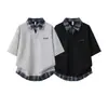 Camisa polo premium para o verão masculino, camiseta de manga curta, simples e moderna, corte solto, versátil, marca da moda, camiseta estudantil de meia manga com gola