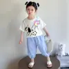 Traje Casual de Verano de Manga Corta para Niñas 2025 Camiseta para Niños Moda de Verano Calle Deportes Conjunto de Dos Piezas