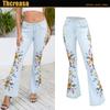 Pantalones vaqueros anchos de pierna para mujer, superventas en Amazon, con bordados pesados y cuernos bordados, vaqueros ligeros para mujer