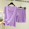 Conjunto de pijama de manga corta holgado de modal para mujer, ropa de casa, ropa de verano fina, conjunto informal de dos piezas que combina con todo