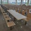 Juego de Mesa y Sillas para Restaurante de Comida Rápida con Respaldo, Adecuado para Personal de Restaurante, Comedor de Fábrica, Combinación de Mesa y Sillas de Acero Inoxidable con Respaldo, Madera Maciza