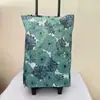 Carrito de Compras Plegable con Ruedas para Uso Doméstico, Carrito Retráctil con Diseño Estampado, Carrito de Compras Pequeño con Ruedas y Bolsa de Compras
