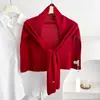 Novo Cachecol de Tricô Liso com Xale de Lã para Mulheres, Protetor de Pescoço Versátil para Salas com Ar Condicionado no Verão, Aquecedor de Pescoço para Roupa Externa