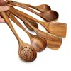 Espátula coladora de madera estilo japonés cuchara de sopa cuchara de madera para el hogar cocina mango largo espátula de madera grande antiadherente