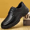 Zapatos de papá, zapatos casuales de cuero para hombre, estilo británico, con cordones, suela suave, antideslizantes, duraderos, adecuados para uso de negocios y formal, zapatos de hombre de moda