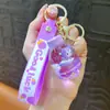 Miniatura Cartoon com Óleo e Areia Líquida Chaveiro Panda Chaveiro de Carro Requintado Pingente de Bolsa Pequeno Presente Venda por Atacado