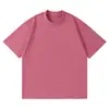 Camiseta de Algodón Puro Pesado 250g Transpirable Casual de Moda Color Sólido de Verano Corte Holgado Hombro Ligeramente Caído Top Venta al por Mayor Personalización