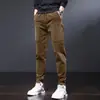Calças esportivas da marca Tide para homens, pés finos, outono e inverno, forradas com lã, acolchoadas, de veludo cotelê, calças casuais Harlan, uma geração de cabelo