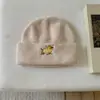 Gorro de Lana Bordado de Cachorro Lindo Estilo Coreano para Parejas en Otoño e Invierno, Versátil Anti-Frío y Cálido, Gorro Frío Anti-Viento y Anti-Congelación para Mujeres