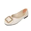 Comércio exterior transfronteiriço plus size novo estilo outono 2026 sapatos baixos femininos com fivela quadrada e strass, sapatos de moda femininos para o dia a dia com bico raso.
