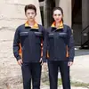 Conjunto de ropa de trabajo de manga larga de algodón completo personalizado para primavera y otoño, ropa de trabajo de doble capa para electricistas, resistente al desgaste para talleres de soldadura y protección laboral en fábricas
