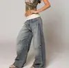 Jeans Azules Lavados y Desgastados Estilo Retro Callejero Americano para Hombres y Mujeres, Diseño Recto Holgado Jeans Casuales