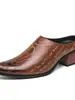 Sandalias de Cuero Transpirables Estilo Coreano para Hombre que Aumentan la Altura, Zapatos de Tacón Alto Elegantes de Punta Puntiaguda sin Cierre, Zapatos de Cuero Nuevos Casuales de Moda con Estilo