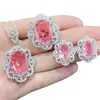 Kaiwei Douyin Conjunto de Joyería de Collar con Colgante de Flor de Diamante Completo Zircón Diamante de Color Anillo Pendientes Huevo de Paloma Grande de Lujo