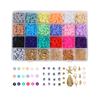 24 Cajas Lámina de Arcilla Polimérica Suave Color Bohemio Cuentas Redondas diy Accesorios Colgante Cierre de Langosta Cuentas Alfabeto