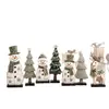 Decoración de mesa navideña transfronteriza muñeco de nieve de madera árbol ciervo decoración estilo rústico bandeja escalonada navideña adornos decorativos