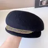 Boina japonesa ca4 de lana australiana para niños otoño e invierno cálida gorra de pintor elegante sombrero de azafata con pedrería