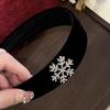 Horquilla de copo de nieve de terciopelo negro con pedrería para mujer, otoño e invierno, clip para flequillo lateral, frente, cabello suelto, clip BB, horquilla, adorno para la cabeza