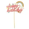 Mini Topper para Pastel de Nube Arcoíris Letra Dorada Feliz Cumpleaños Decoración para Hornear Fiesta Mesa de Postres Inserto