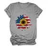 Camiseta Feminina Estilo Novo com Estampa de Girassol, Gola Redonda, Manga Curta Casual e Estilosa para Comércio Exterior do Ebay