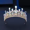 Coroa de Cabeça de Zircônia Cúbica de Luxo Leve para Noiva Véu Principal de Casamento Vestido de Casamento Adorno de Cabeça Festa de Aniversário Cerimônia de Maioridade Coroa de Cabelo de Palco