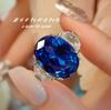 Anillo de Diamante de Alto Carbono de Lujo Ligero de Moda en Vivo Caliente Anillo de Cristal Azul Azul Real Anillo Simple de Temperamento para Mujeres
