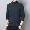 Ropa interior térmica de doble cara con cuello medio y forro polar, camiseta de capa base para hombre, camiseta de manga larga de color liso para otoño e invierno para hombre