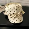 Boina de Lunares con Lazo, Copa Plana para Mujer, Estilo Ligero de Verano, Tacto de Alta Gama, Gorra Newsboy para Sombrear y Proteger del Sol