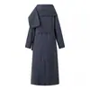 Moda Femenina Transfronteriza Europea y Americana Nueva Invierno 2025 Chaqueta Cortavientos de Longitud Media con Bufanda W091 2951