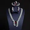Conjunto de colar e brincos florais de zircônia e diamantes, com pingente floral longo, requintado, único e doce, atacado