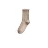 Meias Marrons Femininas de Verão Finas com Borda de Cogumelo Sem Costura Algodão Puro Felpudo Meias da Moda Meia-Calça Renda Loafers JK