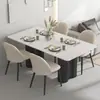 Mesa de jantar e cadeiras de ardósia preta, conjunto de jantar estilo italiano, popular para apartamentos pequenos, design moderno e minimalista, adequado para uso doméstico