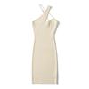 Moda Europeia e Americana Saia de Suspensório Tricotada Feminina Sexy Desejo Puro Saia de Quadril 25 Verão Novo Vestido Slim Tomara que Caia