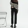 Pantalones Vaqueros Rectos Color Humo Negro para Mujer de Siete Puntos 2024 Nuevo Otoño/Invierno Forrados de Polar Cintura Alta Primavera/Otoño Pantalones de Nueve Puntos